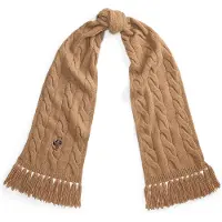 Ralph Lauren for woman. 455P18119002 Brown Polo Bear cable-knit scarf (OSFA), Casual, Wool