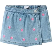 Name it Shorts m. Skjørt - NmfDiana - Light Blue Denim/Jordbær - - 3 år (98) - Shorts