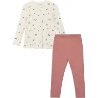 Minymo Pysjamas - 2 Deler - Viskose - Peach Pisk m. Blomster - - 3 år (98) - 2-delt nattøy