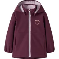 Name It Mini Softshell Jakke m. Fleece - NmfMalta05 - Fig m. Hjerte - - 5 år (110) - Softshell