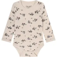 CeLaVi Body I/e - Ull/Viskose - AOP - Quiet Skygge - - 80 - Langermet Body