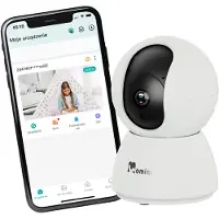 Momini KiddLok Baby Monitor with Night Light Two-Way Communication 1080p Wi-Fi White