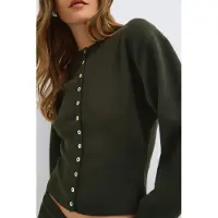 Gina Tricot  - Knitted loungewear cardigan - Cardigans & strikkejakker - Grønn - S - Dame