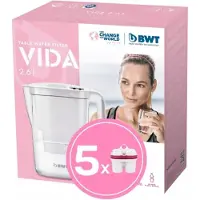 BWT filterkanne Vida 2,6 l hvit + 5 magnesiumfilterpatroner