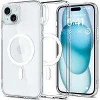 Spigen iPhone 15 Ultra Hybrid Mag Deksel - Hvit / Gjennomsiktig
