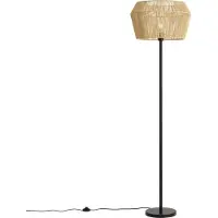 QAZQA Gulvlampe sort med beige papirtau skjerm 50/50/30 - Simplo