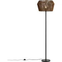 QAZQA Gulvlampe sort med brun papirtau-skjerm 50/50/30 - Simplo