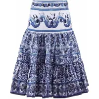 Dolce&Gabbana Skjørt - Blu Mediterraneo - Hvit m. Blå - - 5 år (110) - Skjørt