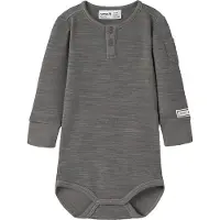 Name it Body I/e - NbmWyla - Folkstone Grå - - 1 år (80) - Langermet Body