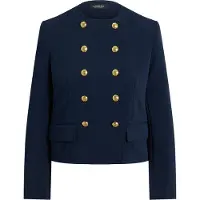 Ralph Lauren for woman. 200B24610002 Navy double-breasted crepe jacket (36), Casual, Classic, Recycled Polister