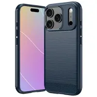 Mtp Products iPhone 18 Pro Max Børstet TPU-deksel - karbonfiber - blå