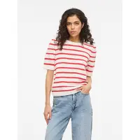 Vila Dalo O-neck Stripe Knit Genser Med Korte Ermer