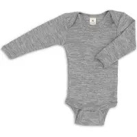 Engel Body - I/e - Ull/Silke - Grå Melert - - 74/80 - Langermet Body