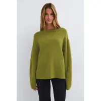 Gina Tricot - Crew neck knitted sweater - Strikkede gensere - Grønn - L - Dame