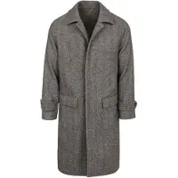 Suitable Coat Longsaddle Herringbone Brun Størrelse