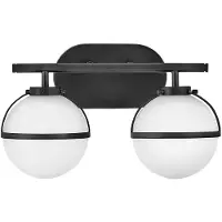 HINKLEY Vegglampe til bad Hollis, svart/opal, 2 lyskilder