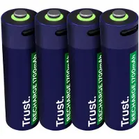 Trust - Batteri - USB-C + batteri 4 x AA-type - (ladbare) - 1700 mAh - blå