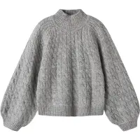 Name it Genser - Strikk - NkfNadalie - Grey Melange - - 6 år (116) - Genser