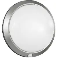 FABAS LUCE Armilla utendørs vegglampe, sølv, bevegelsessensor, Ø 30 cm