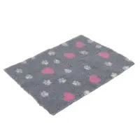 Vetbed Isobed zooplus grå med hjerter og poter - L 100 x B 75 cm