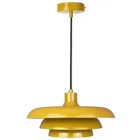 Dyberg Larsen hengelampe Ava, karri-gul, metall, Ø 31 cm
