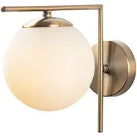 Opviq Vegglampe 7141-Antique, gullfarget antikk, opalglass Ø 10 cm