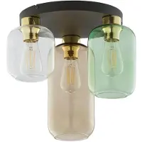 TK Lighting Taklampe Marco Green, 3 lyskilder klar/grønn/brun