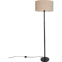 QAZQA Moderne gulvlampe svart med beige bouclé skjerm 50 cm - Simplo