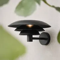 Dyberg Larsen utendørs vegglampe DL30, svart, aluminium, Ø30 cm, G9