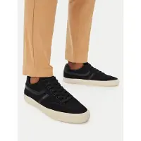 BOSS for man. 50568469 Aiden black leather sneakers (40), Flat, Suede, Laces, Casual