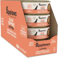 Applaws Sparepakke Taste Toppers Natural i buljong, 48 x 156 g - Kylling med laks