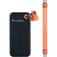 Verbatim Pocket SSD, 256 GB, USB Type-C, 3.2 Gen 2 (3.1 Gen 2), 1000 MB/s, 10 Gbit/s, Svart, Oransje