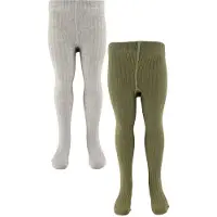 Minymo Strømpebukser - 2-pack - Solid Rib - Light Grey Melange - - 80/86 - Strømpebukser