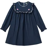 Copenhagen Colors Kjole - Navy m. Volanger/Broderi - - 7 år (122) - Kjole