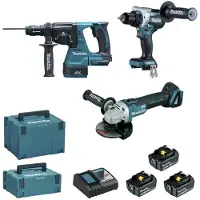 Makita COMBO-sett 18V DLX3202TJ (DHP492, DGA506, DHR243) 3x5,0Ah 2xMP