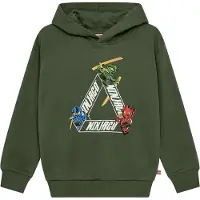 Lego Wear LEGO Ninjago Hettegenser - LWSian 603 - Armygrønn m. Trykk - - 4 år (104) - Hettegenser