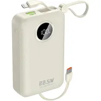Dudao K14+ Powerbank 20000mAh 22.5W USB-C / USB-A / Built-in Lightning and USB-C Cables - White - 20000 mAh