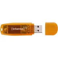 Intenso Rainbow Line, 64 GB, USB Type-A, 2.0, 28 MB/s, Med lokk, Oransje