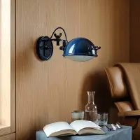 Aluminor Vegglampe Jeep, nattblå, Ø 17 cm, metall, glass, E14