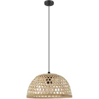 Eglo Claverdon hengelampe, Ø 37 cm, svart/natur, tre