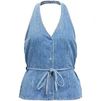Object Ermeløs Denim Topp