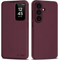 Tech-Protect Samsung Galaxy S26 Smart Clear View Flip-etui med kortspor - Morbær