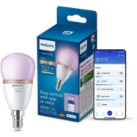 Philips Smart Lighting RGB P45, E14-pære, 470 lm, 1-pak, Wi-Fi/Bluetooth, Wi-Fi 4 (802.11n), 802.11b, 802.11g, LED, E14, P45, Multi