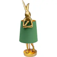 Kare bordlampe Animal Rabbit, gull/grønn, 68 cm, E14