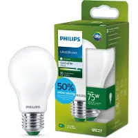 Philips - LED-filamentlyspære - form: A60 - mattslipt finish - E27 - 5.2 W (ekvivalent 75 W) - klasse A - kjølilg hvitt lys - 4000 K