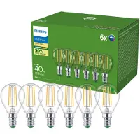Philips LED-lyspære Ultra Efficient P45 2,3W/827 (40W) Clear 6-pack E14