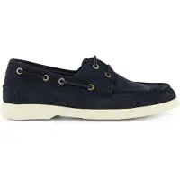 BOSS for man. 50563130 Navy Contrast Suede Boat Shoes (42), Flat, Laces, Casual