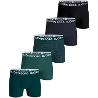 Björn Borg Cotton Stretch Boxershorts Green 5-Pack Grønn Mørkegrønn Størrelse