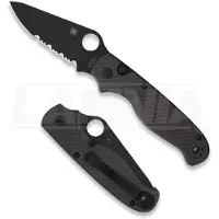 Spyderco ButtonUp Carbon Fiber foldekniv, svart, taggete