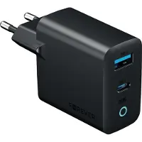 Forever Vibe vegglader med GaN PD QC-lader, 1x USB-C, 1x USB, 45 W – mørkegrå / hurtiglader